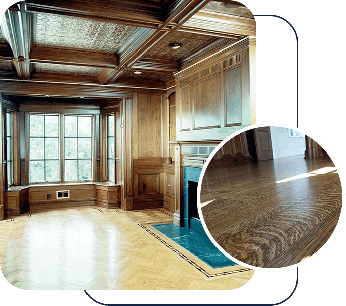 A collage of the wooden floor, house interior